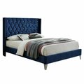 Kd Muebles De Dormitorio Alexa Velvet Upholstered Platform Bed Blue - Queen Size KD2820396